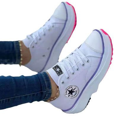 Round Toe Canvas Platform Shoes