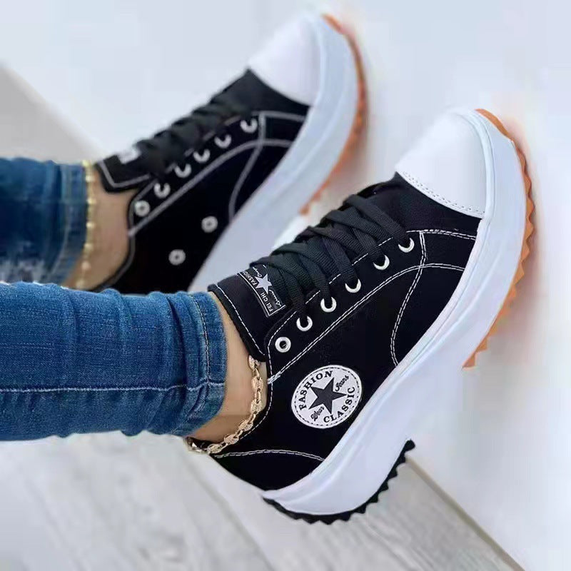 Round Toe Canvas Platform Shoes