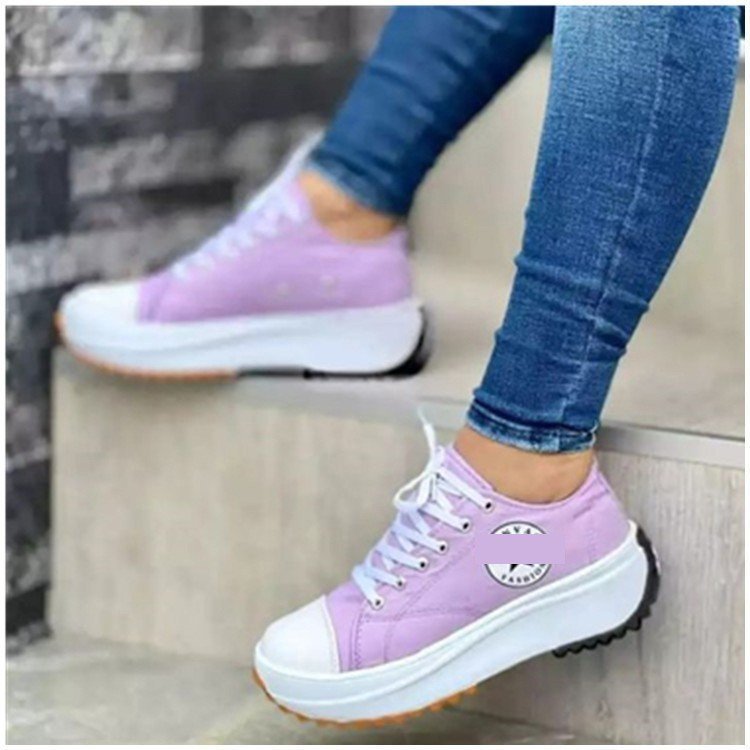 Round Toe Canvas Platform Shoes