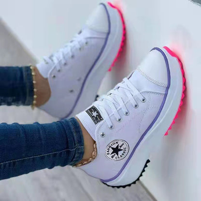 Round Toe Canvas Platform Shoes