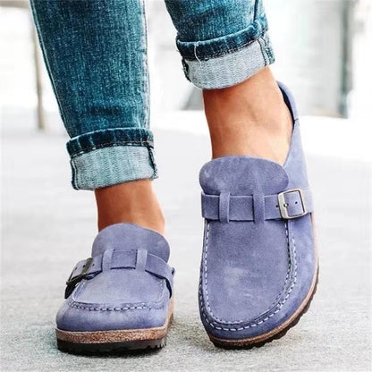 Round Toe Low Heel Slip On Sandals