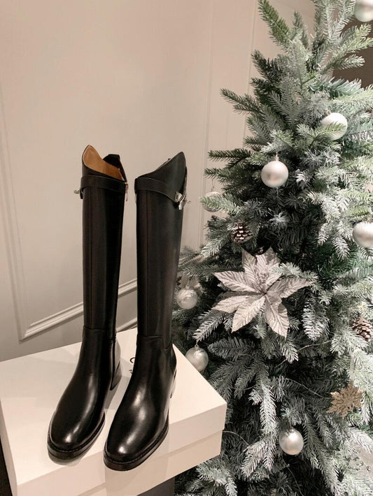Round Toe Metal Buckle Women Boots
