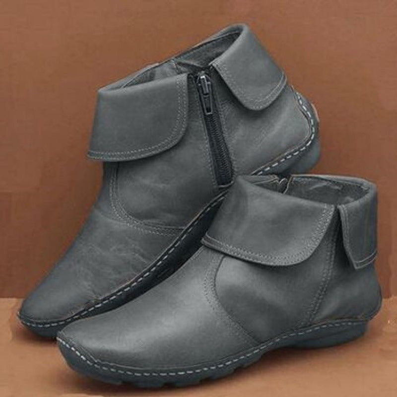 Round Toe Side Zipper Martin Boots for Women