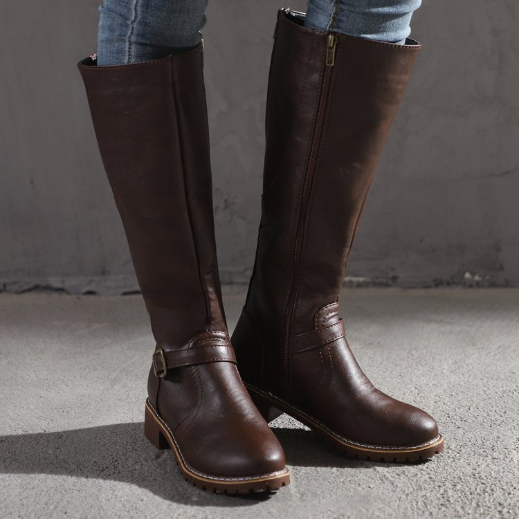 Round-toed long boots