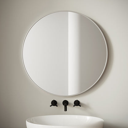 Round wall-mounted mirror without holes drilled