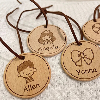 Round wooden tag