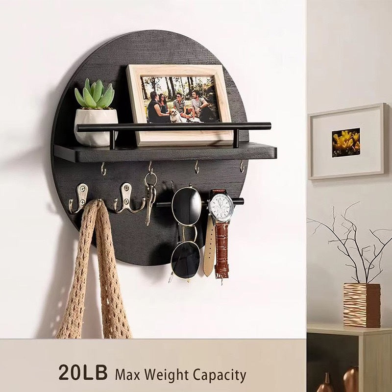 Round Wooden Wall Shelf for Home Decor