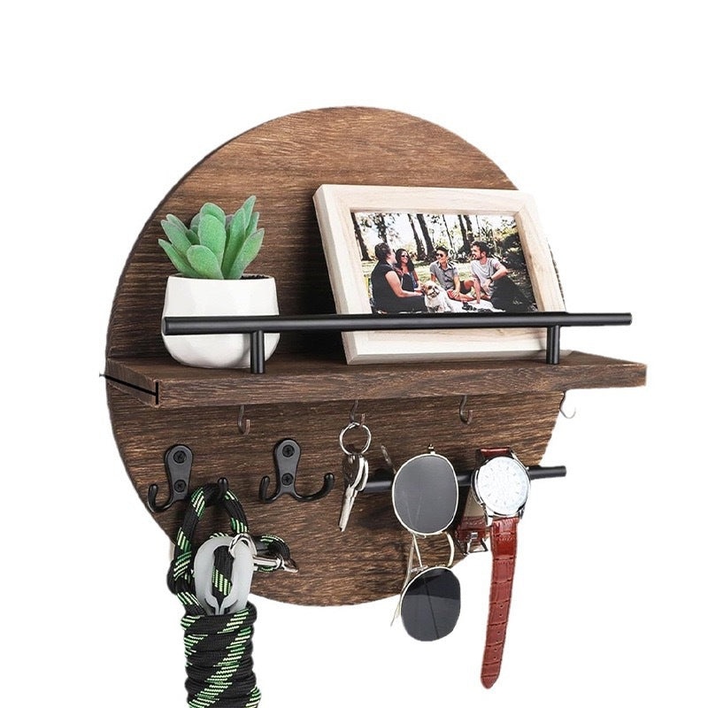 Round Wooden Wall Shelf for Home Decor