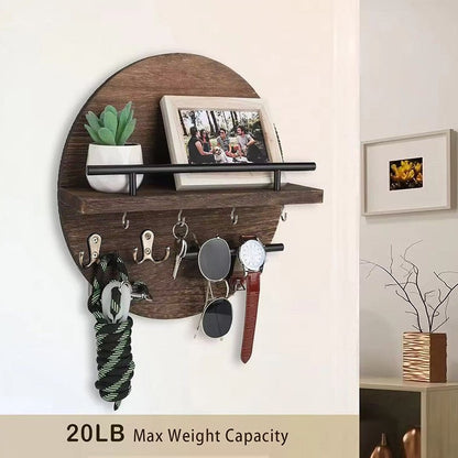 Round Wooden Wall Shelf for Home Decor