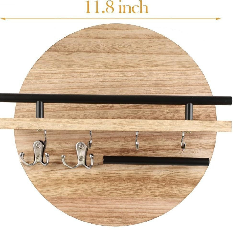 Round Wooden Wall Shelf for Home Decor