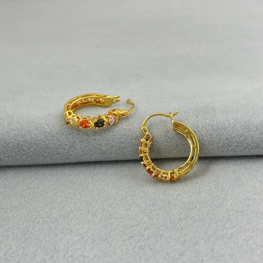 Round Zircon Copper Earrings Hollow Light Luxury Fashion Earrings for Women
