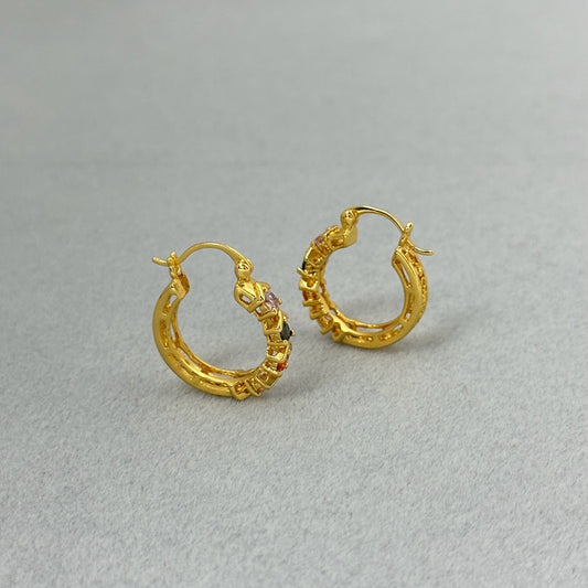 Round Zircon Copper Earrings Hollow Light Luxury Fashion Earrings for Women
