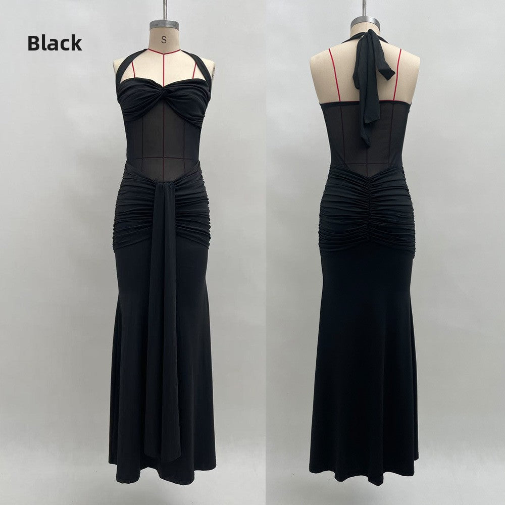 Ruched Bodycon Halter Neck Dress