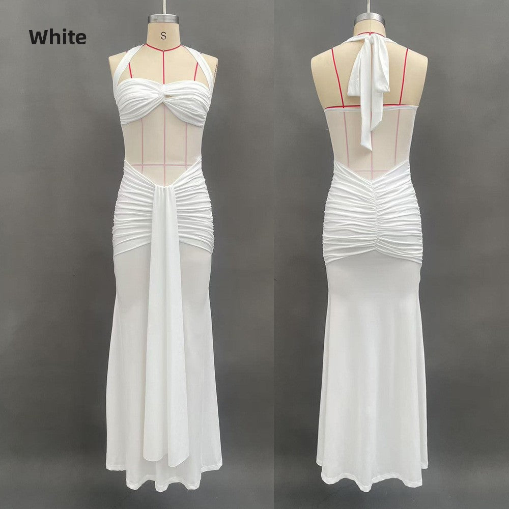 Ruched Bodycon Halter Neck Dress