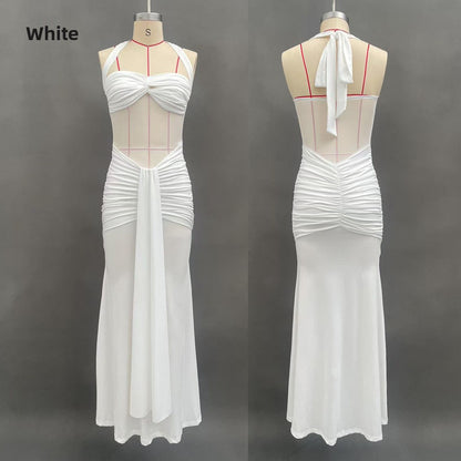 Ruched Bodycon Halter Neck Dress