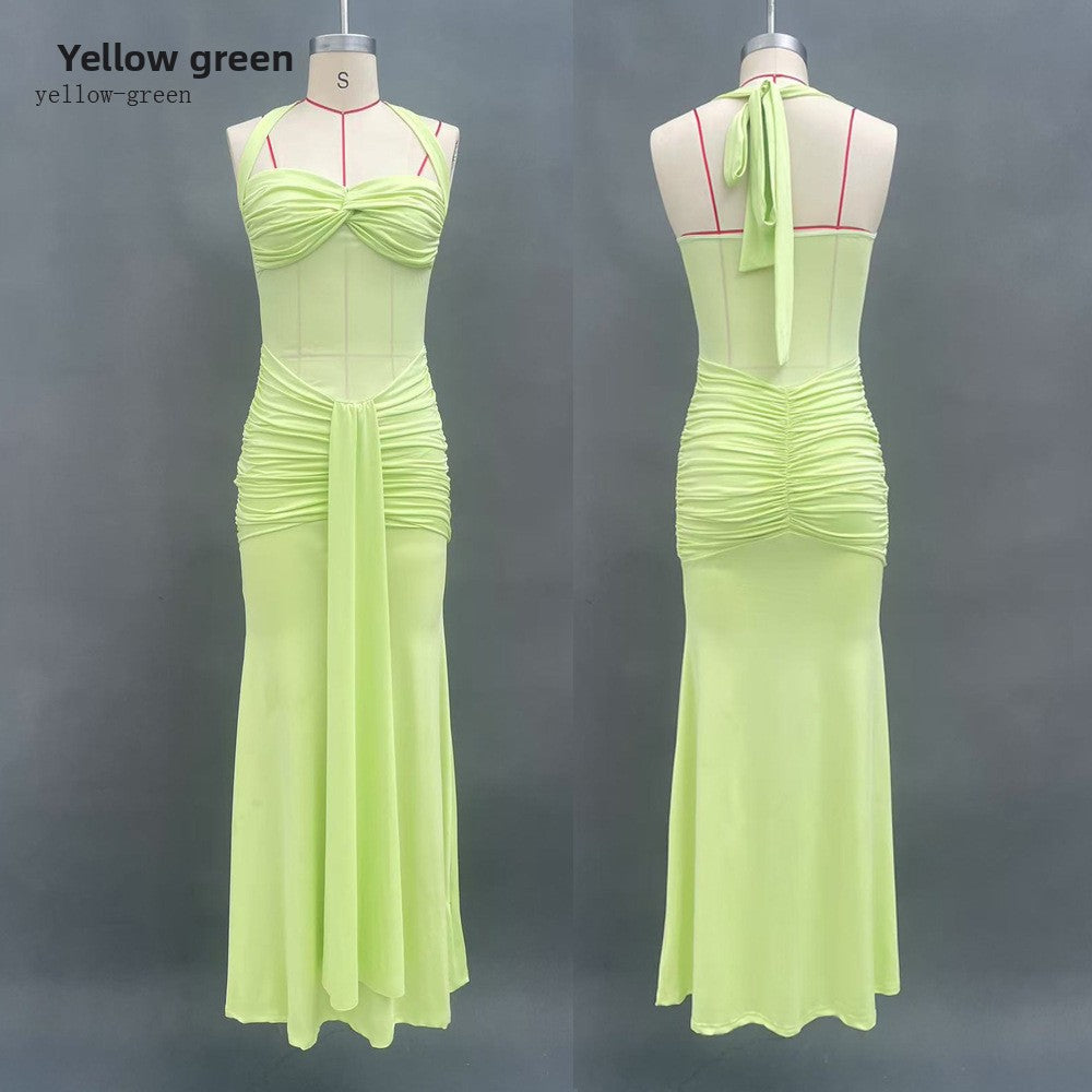 Ruched Bodycon Halter Neck Dress