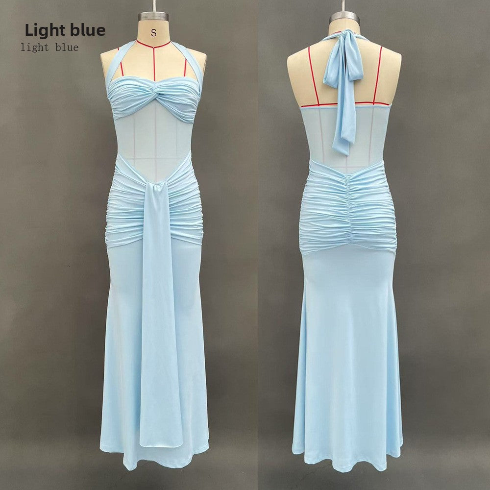 Ruched Bodycon Halter Neck Dress