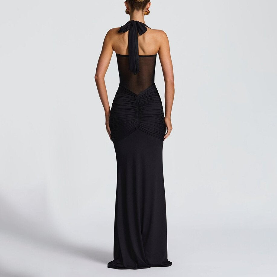 Ruched Bodycon Halter Neck Dress