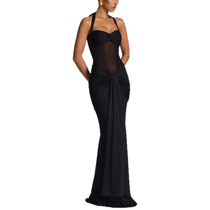 Ruched Bodycon Halter Neck Dress