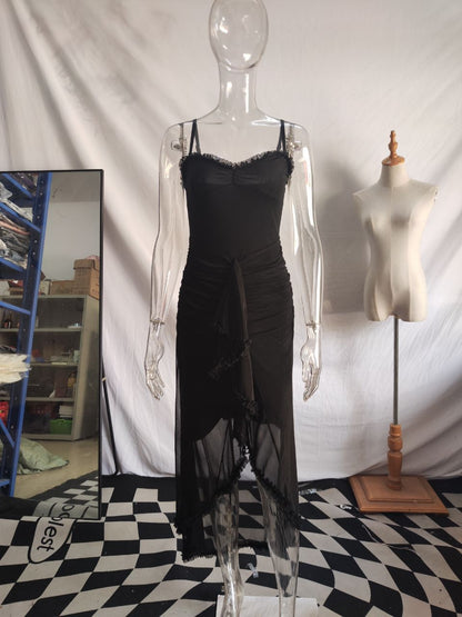 Ruffled Halter Neck Long Dress