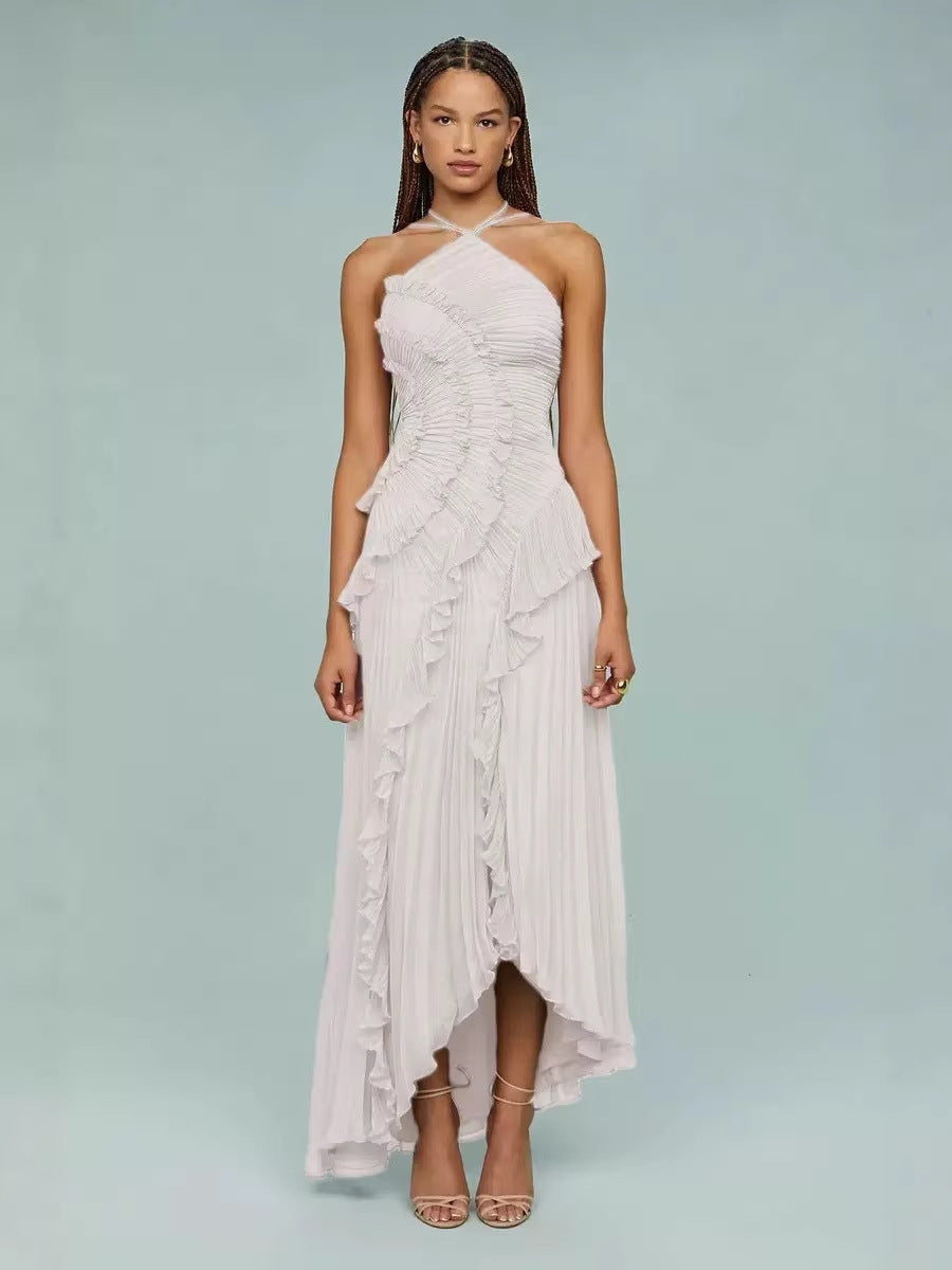 Ruffled Halter Neck Strap Dress