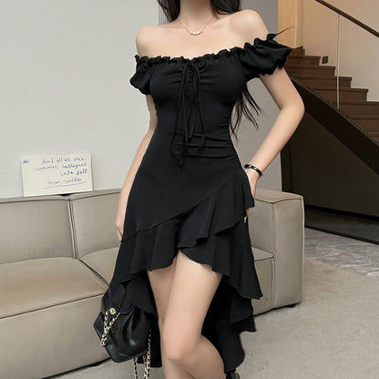 Ruffled Irregular Dress
