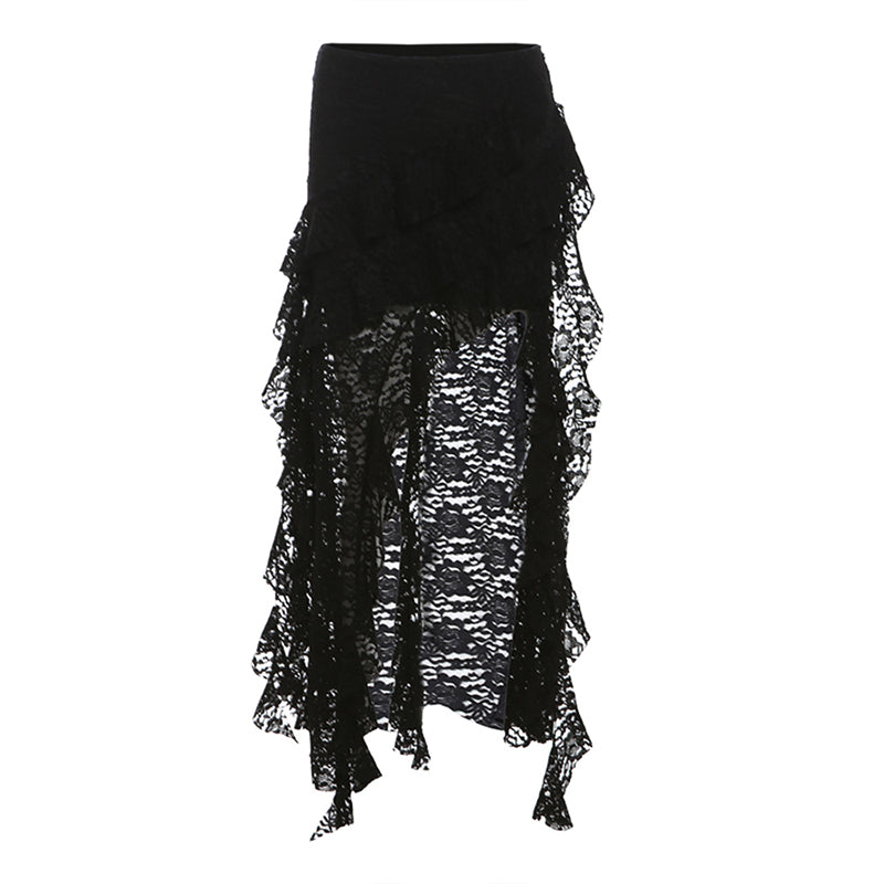 Ruffled irregular half-length skirt
