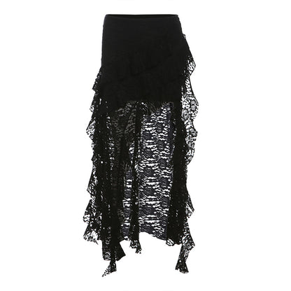Ruffled irregular half-length skirt
