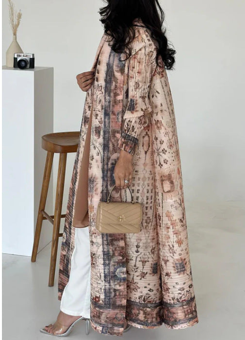 Ruffled long robe dress