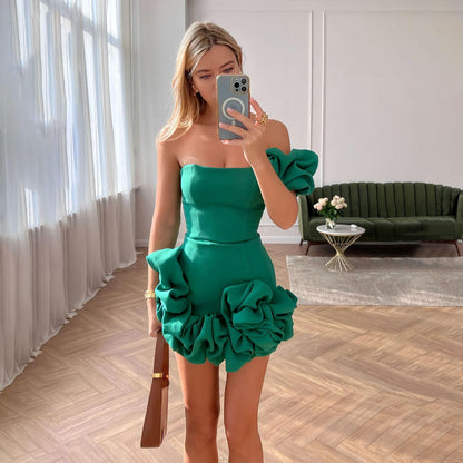 Ruffled One-Shoulder Bodycon Dress