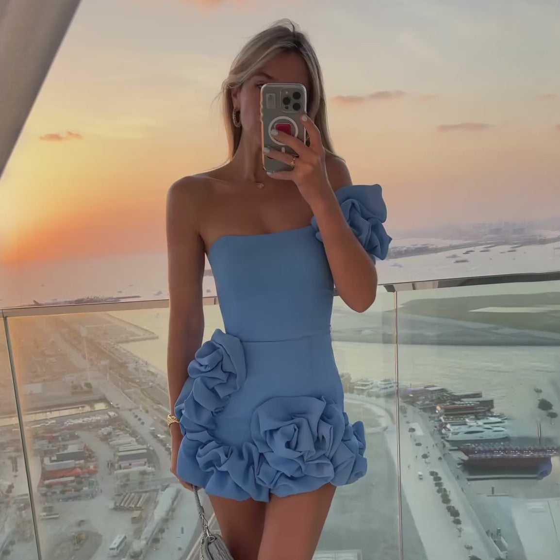 Ruffled One-Shoulder Bodycon Dress