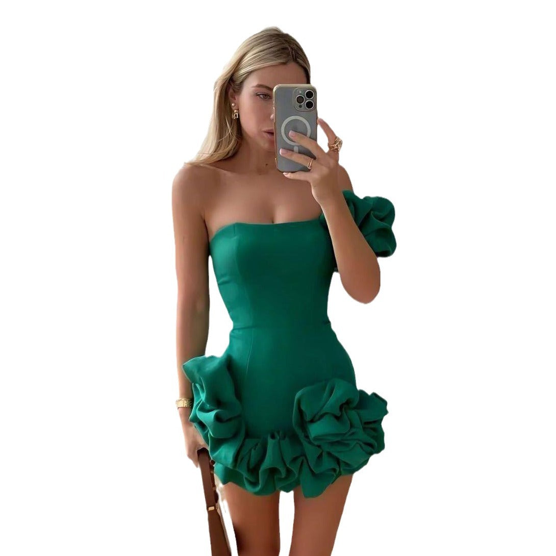 Ruffled One-Shoulder Bodycon Dress