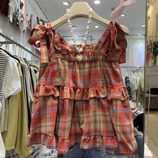 Ruffled Plaid Doll Shirt