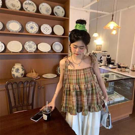 Ruffled Plaid Doll Shirt