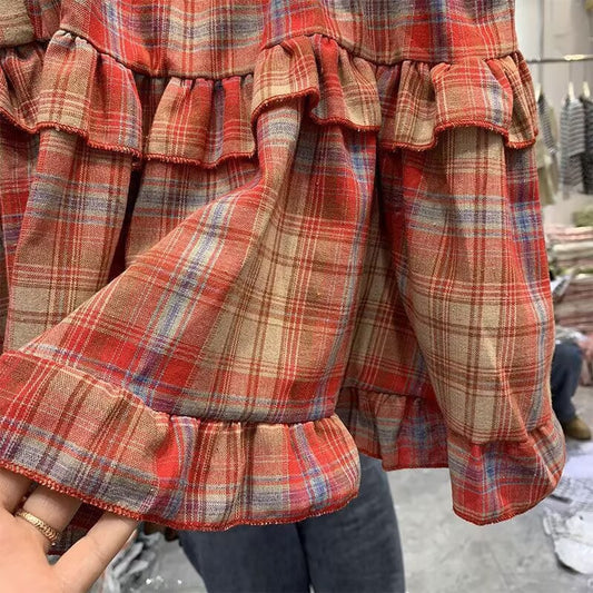 Ruffled Plaid Doll Shirt