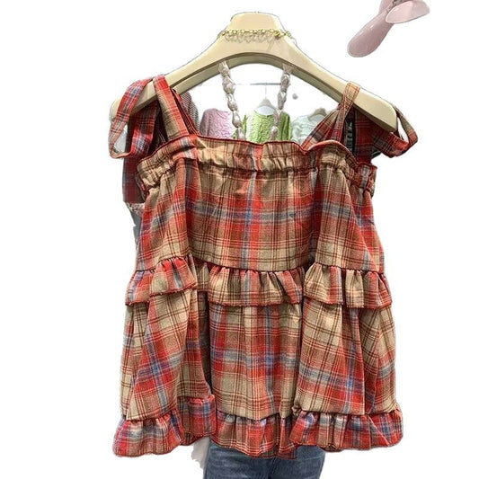 Ruffled Plaid Doll Shirt