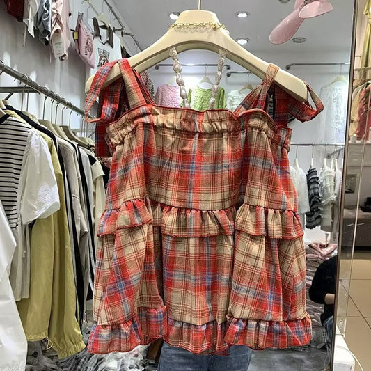Ruffled Plaid Doll Shirt