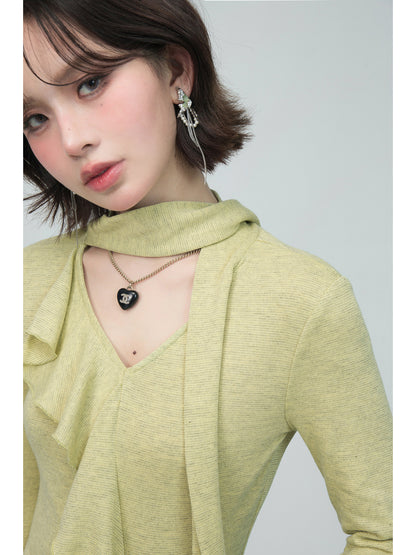 Ruffled Ribbon Knit Top