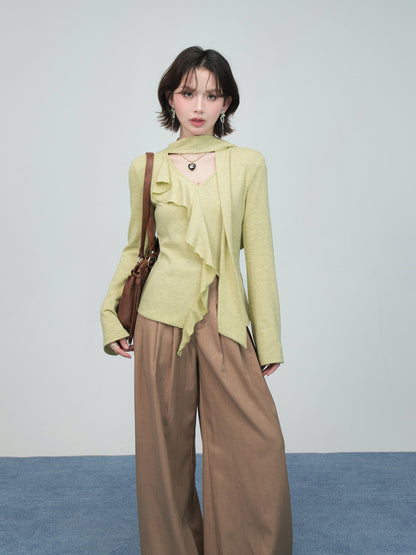 Ruffled Ribbon Knit Top