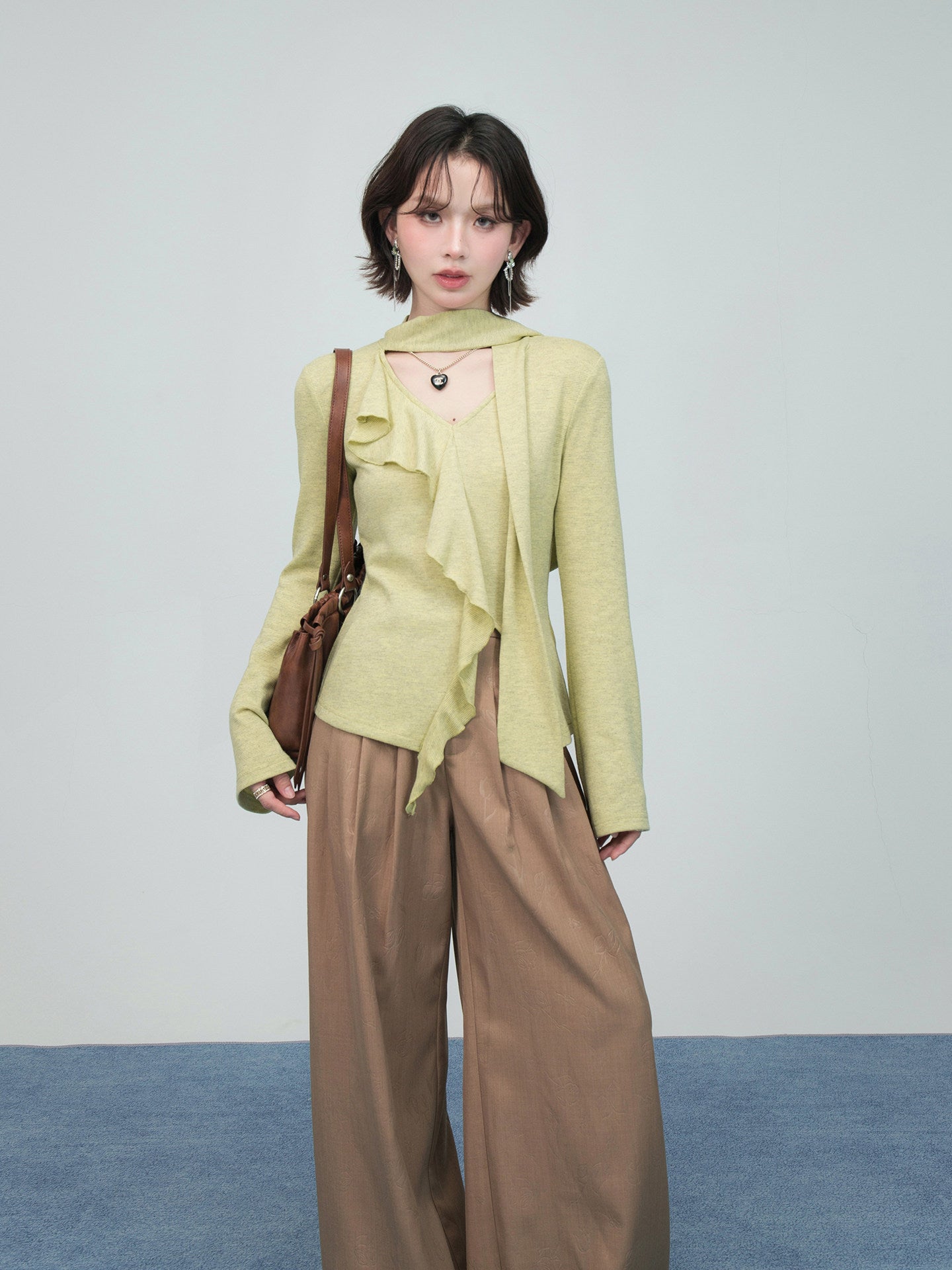 Ruffled Ribbon Knit Top