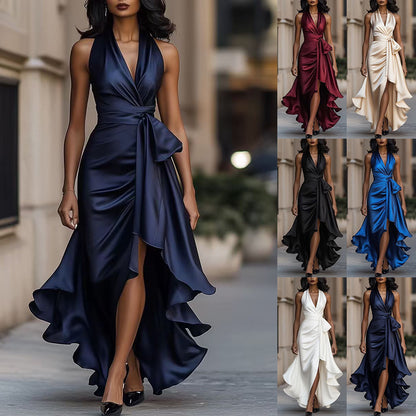 Ruffled Satin Dress
