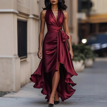Ruffled Satin Dress