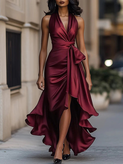 Ruffled Satin Dress