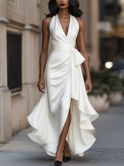 Ruffled Satin Dress
