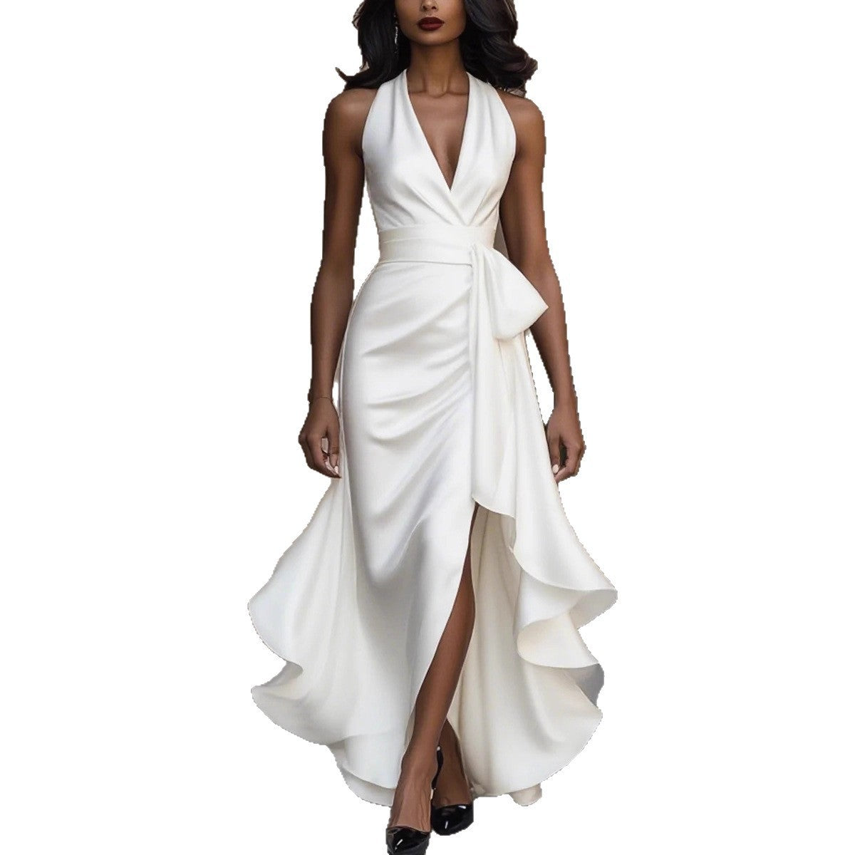 Ruffled Satin Dress