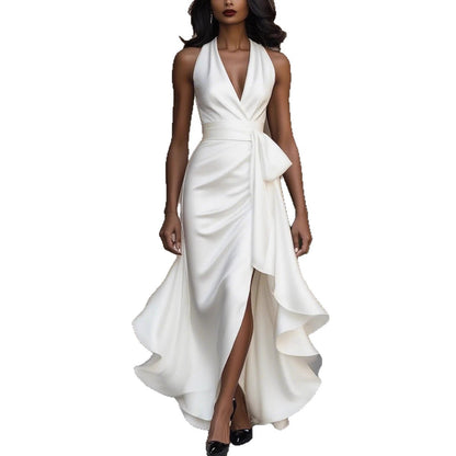 Ruffled Satin Dress