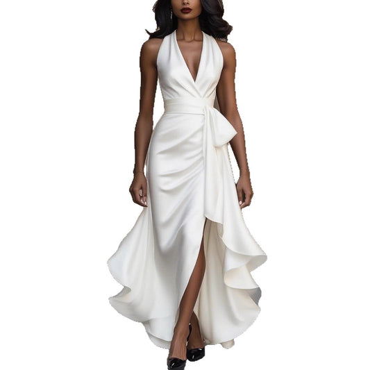 Ruffled Satin Dress