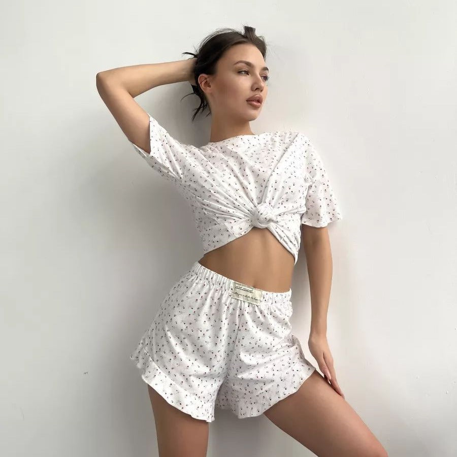 Ruffled shorts set