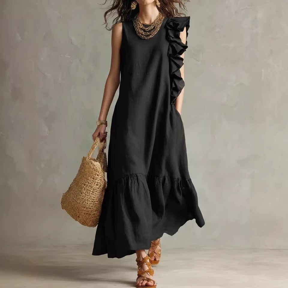 Ruffled Sleeveless Womens Dress