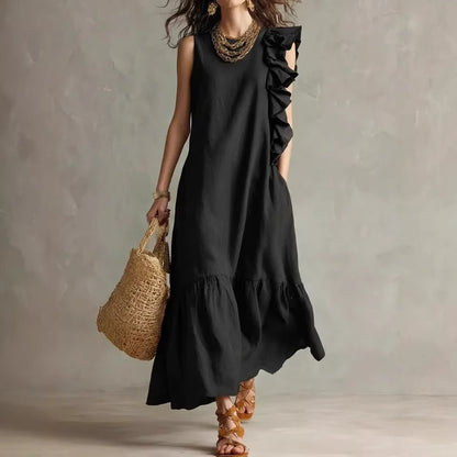 Ruffled Sleeveless Womens Dress